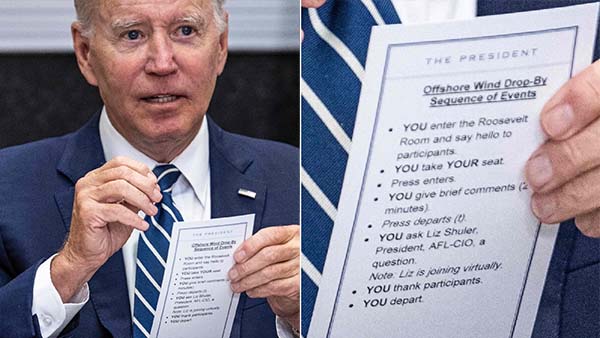 Photo Captures Orders Given to Biden on Tiny Card - Who's Running the Country?