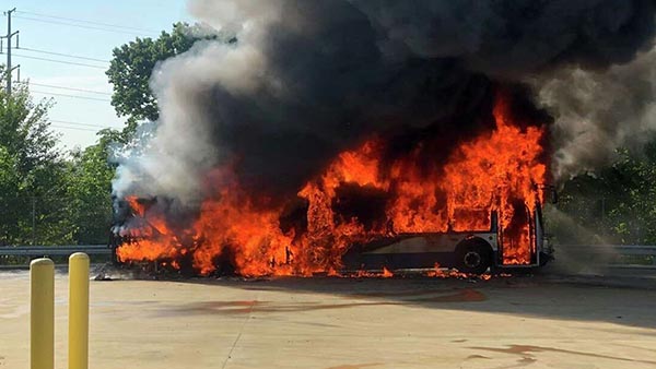 Green Disaster: Battery Fire Turns Electric Bus Into Towering Inferno