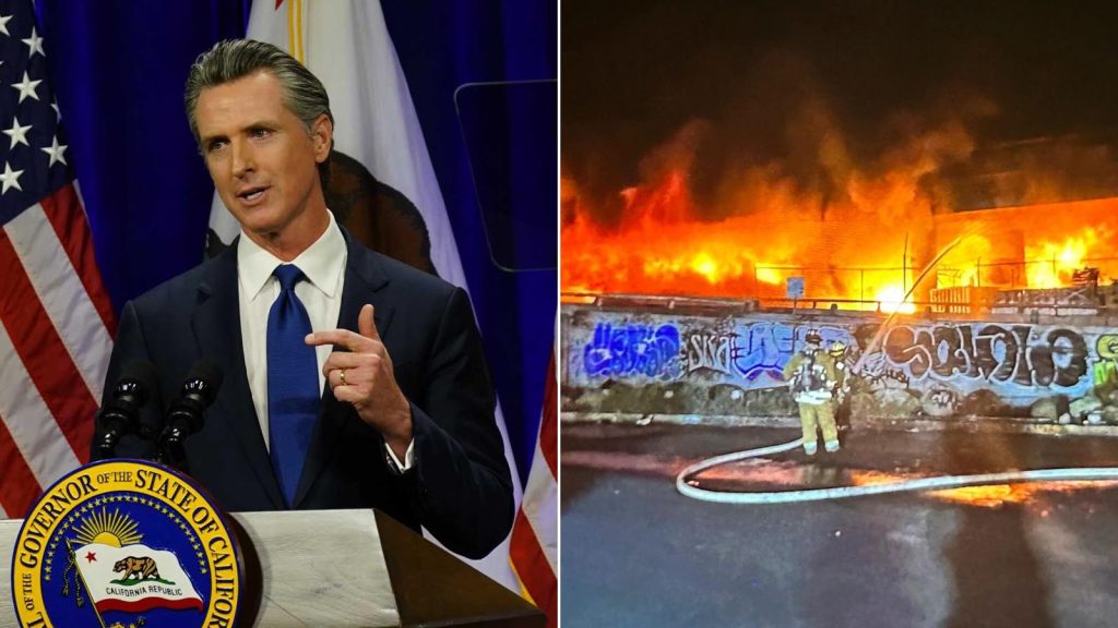 Massive Fire Shuts Down LA Freeway, Gov. Newsom Declares State Of ...